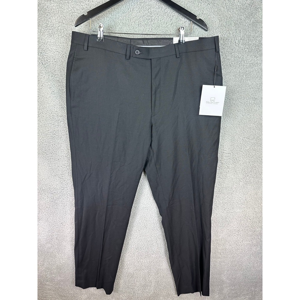Michael Strahan Men's Stretch Dress Pants 42 x 32 Black Wool Blend Slacks New
